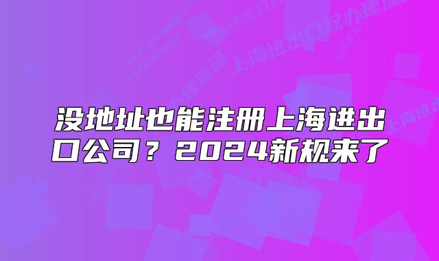 沒地址也能注冊上海進(jìn)出口公司？2024新規(guī)來了