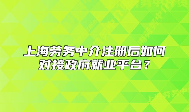 上海勞務(wù)中介注冊后如何對接政府就業(yè)平臺?