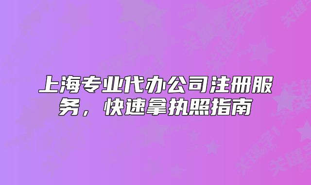 上海專業(yè)代辦公司注冊(cè)服務(wù)，快速拿執(zhí)照指南