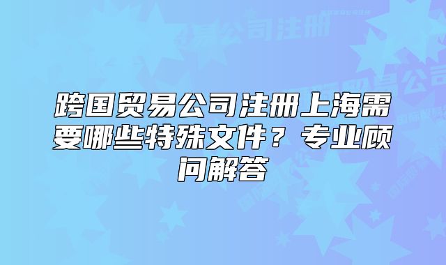 跨國貿(mào)易公司注冊上海需要哪些特殊文件？專業(yè)顧問解答