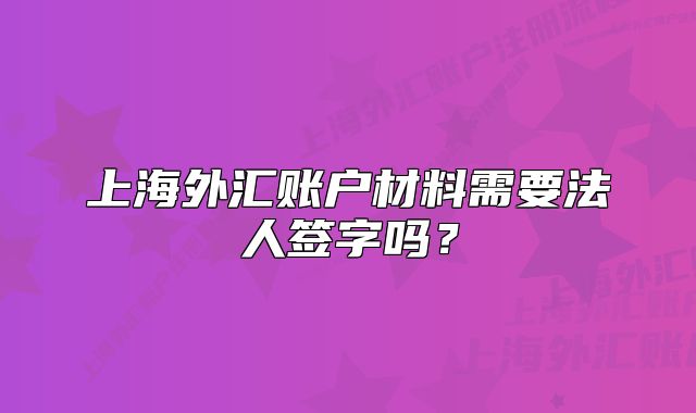 上海外匯賬戶材料需要法人簽字嗎？