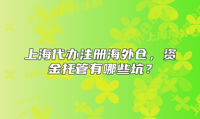 上海代辦注冊(cè)海外倉，資金托管有哪些坑？