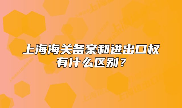 上海海關(guān)備案和進出口權(quán)有什么區(qū)別？