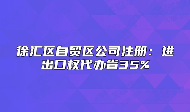 徐匯區(qū)自貿(mào)區(qū)公司注冊(cè)：進(jìn)出口權(quán)代辦省35%