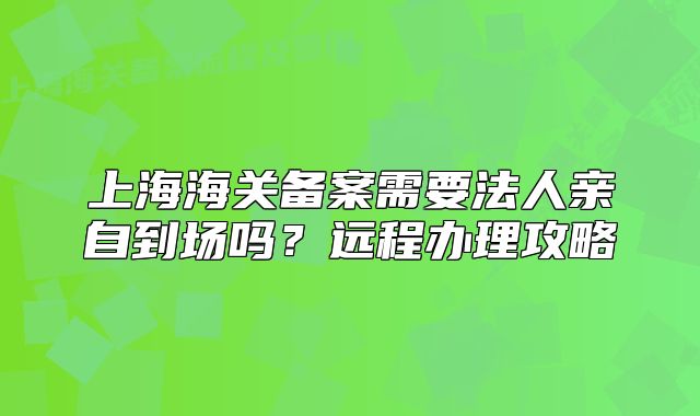上海海關(guān)備案需要法人親自到場嗎？遠(yuǎn)程辦理攻略