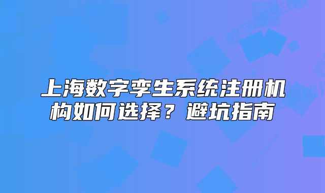 上海數(shù)字孿生系統(tǒng)注冊機構(gòu)如何選擇？避坑指南