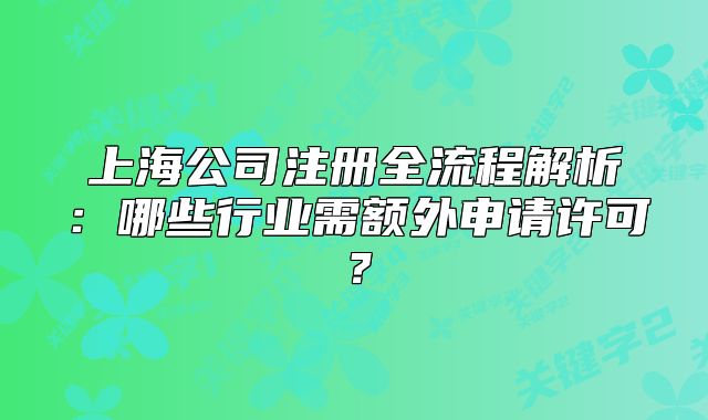 上海公司注冊全流程解析：哪些行業(yè)需額外申請許可？