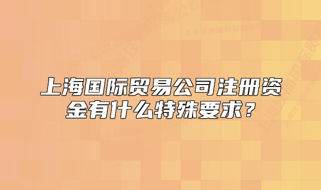上海國際貿(mào)易公司注冊(cè)資金有什么特殊要求？
