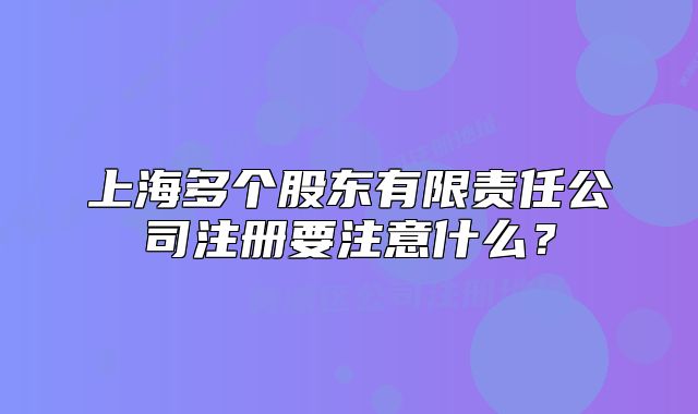上海多個股東有限責任公司注冊要注意什么？