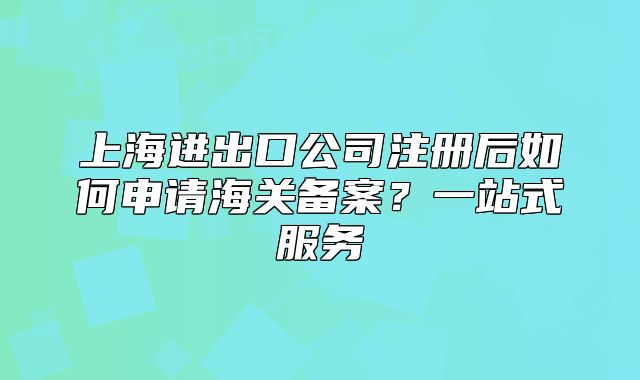 上海進出口公司注冊后如何申請海關備案？一站式服務