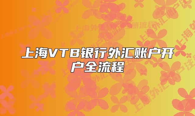 上海VTB銀行外匯賬戶開戶全流程
