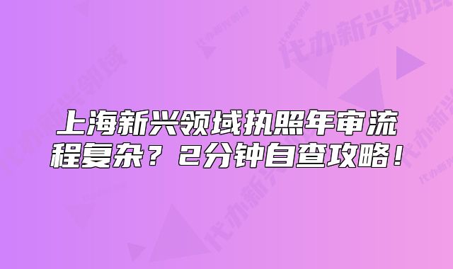 上海新興領(lǐng)域執(zhí)照年審流程復(fù)雜？2分鐘自查攻略！
