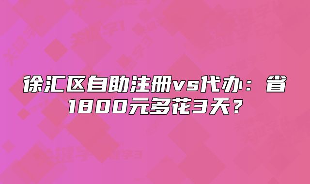 徐匯區(qū)自助注冊vs代辦：省1800元多花3天？