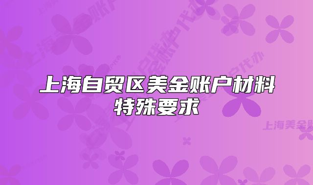 上海自貿(mào)區(qū)美金賬戶(hù)材料特殊要求