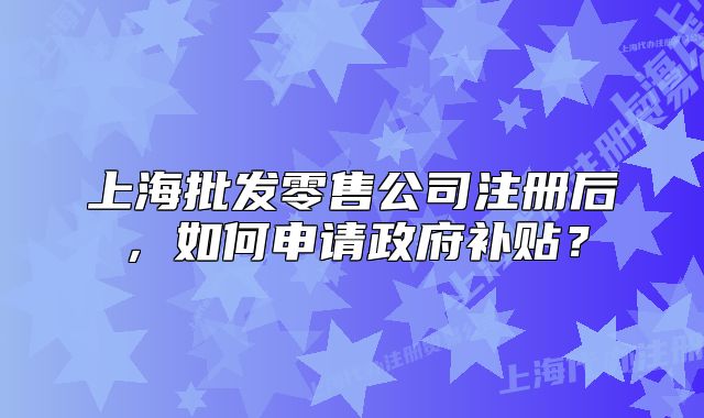 上海批發(fā)零售公司注冊后，如何申請政府補貼？