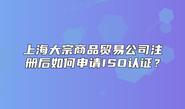 上海大宗商品貿易公司注冊后如何申請ISO認證？