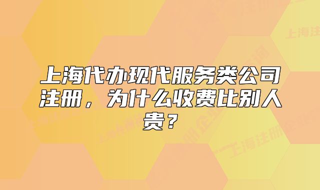 上海代辦現(xiàn)代服務(wù)類公司注冊(cè)，為什么收費(fèi)比別人貴？