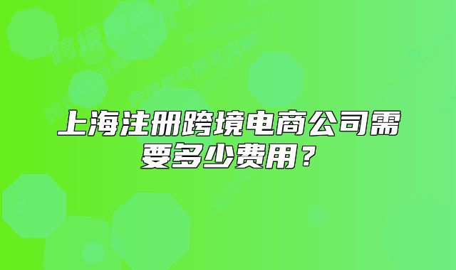 上海注冊(cè)跨境電商公司需要多少費(fèi)用？