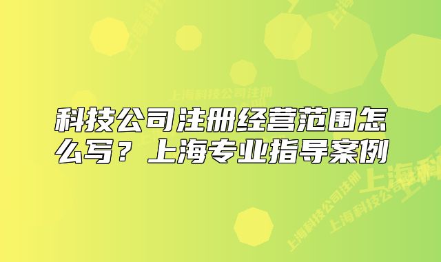 科技公司注冊經(jīng)營范圍怎么寫？上海專業(yè)指導(dǎo)案例