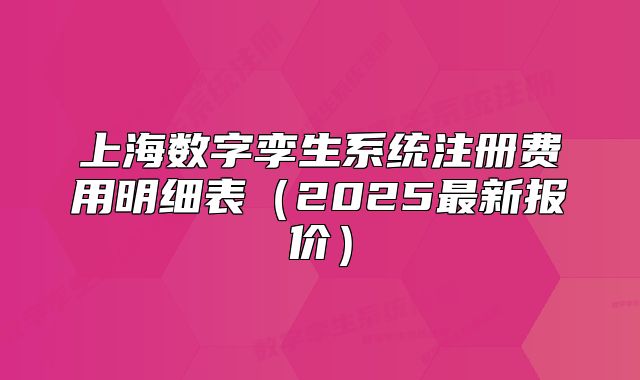 上海數(shù)字孿生系統(tǒng)注冊費用明細(xì)表（2025最新報價）