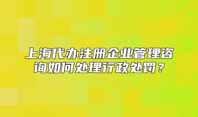 上海代辦注冊(cè)企業(yè)管理咨詢?nèi)绾翁幚硇姓幜P？
