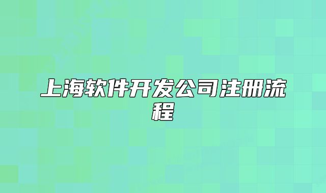 上海軟件開(kāi)發(fā)公司注冊(cè)流程
