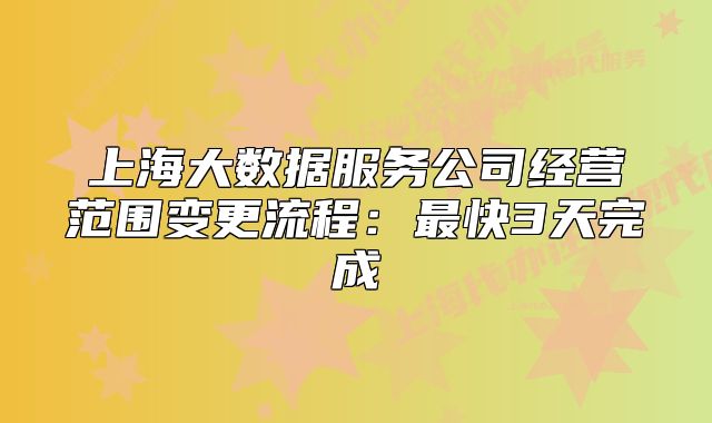 上海大數(shù)據(jù)服務(wù)公司經(jīng)營(yíng)范圍變更流程：最快3天完成