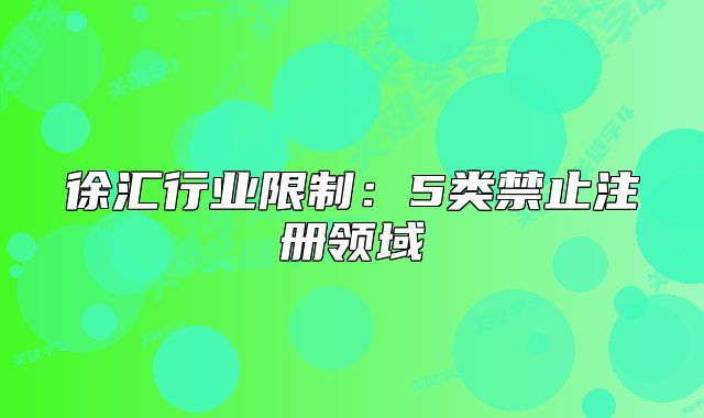 徐匯行業(yè)限制：5類禁止注冊領(lǐng)域