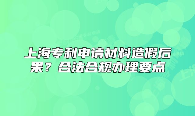 上海專利申請材料造假后果?合法合規(guī)辦理要點