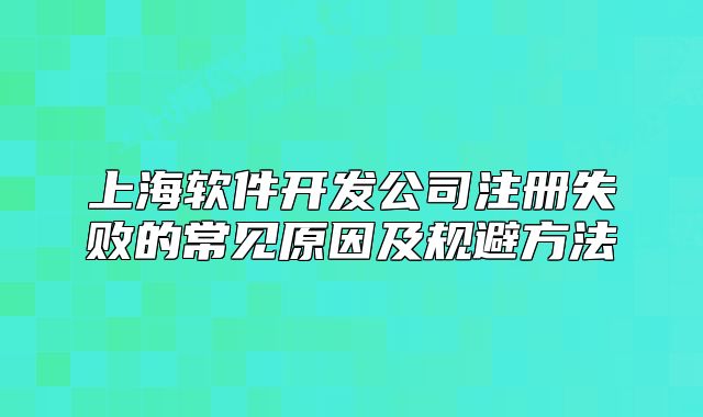 上海軟件開發(fā)公司注冊(cè)失敗的常見原因及規(guī)避方法