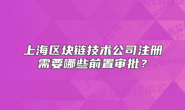 上海區(qū)塊鏈技術(shù)公司注冊需要哪些前置審批？
