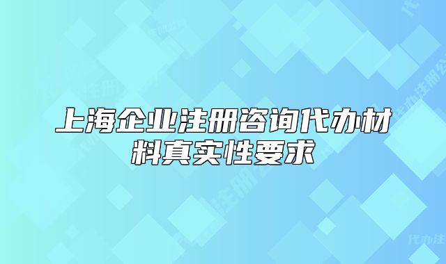上海企業(yè)注冊咨詢代辦材料真實性要求