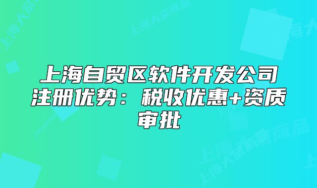 上海自貿區(qū)軟件開發(fā)公司注冊優(yōu)勢：稅收優(yōu)惠+資質審批