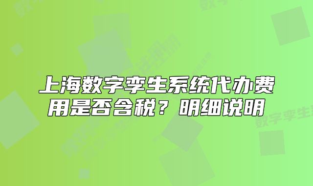 上海數字孿生系統代辦費用是否含稅？明細說明