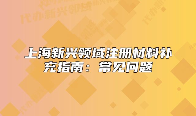 上海新興領(lǐng)域注冊(cè)材料補(bǔ)充指南：常見(jiàn)問(wèn)題