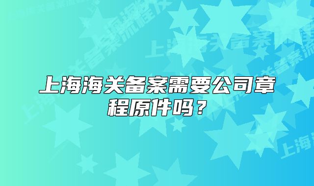 上海海關(guān)備案需要公司章程原件嗎？