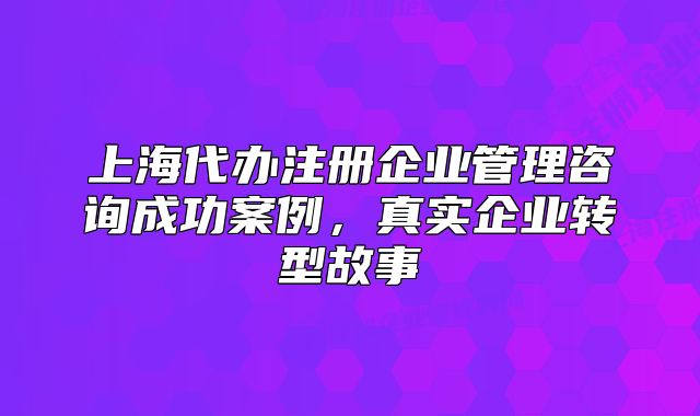 上海代辦注冊(cè)企業(yè)管理咨詢成功案例，真實(shí)企業(yè)轉(zhuǎn)型故事