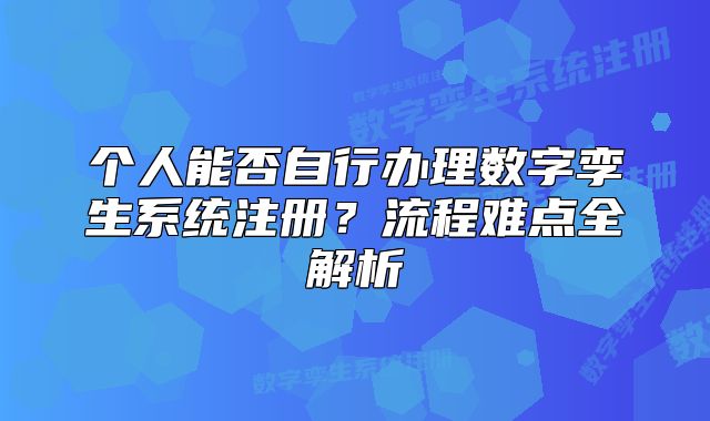 個人能否自行辦理數(shù)字孿生系統(tǒng)注冊？流程難點全解析