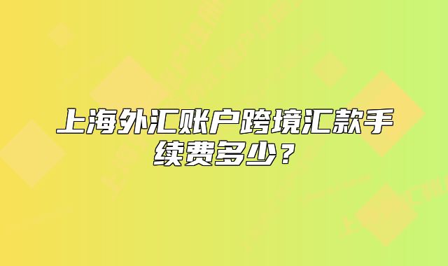 上海外匯賬戶跨境匯款手續(xù)費多少？