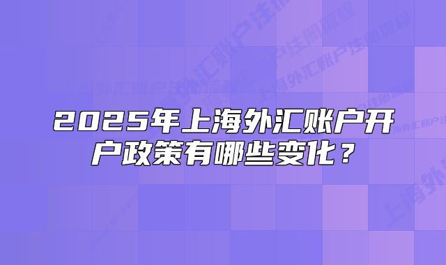 2025年上海外匯賬戶開戶政策有哪些變化？