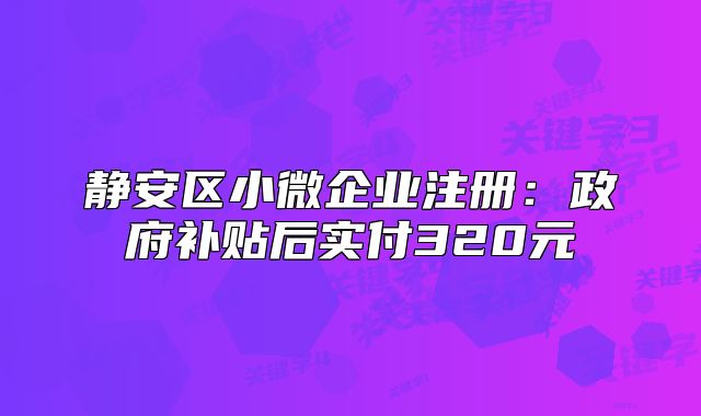 靜安區(qū)小微企業(yè)注冊(cè)：政府補(bǔ)貼后實(shí)付320元