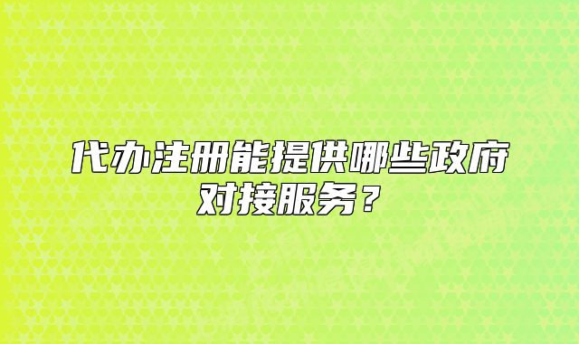 代辦注冊(cè)能提供哪些政府對(duì)接服務(wù)？