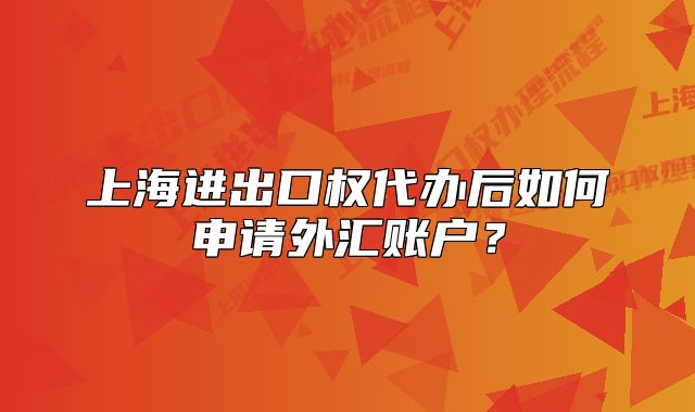 上海進(jìn)出口權(quán)代辦后如何申請(qǐng)外匯賬戶？