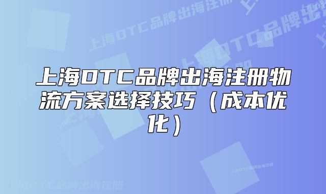 上海DTC品牌出海注冊物流方案選擇技巧（成本優(yōu)化）