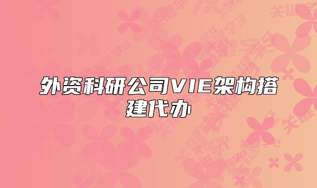 外資科研公司VIE架構(gòu)搭建代辦