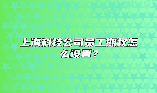 上?？萍脊締T工期權(quán)怎么設(shè)置？