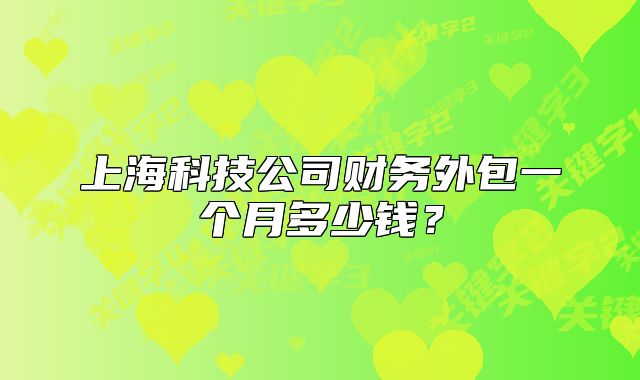 上?？萍脊矩?cái)務(wù)外包一個(gè)月多少錢？