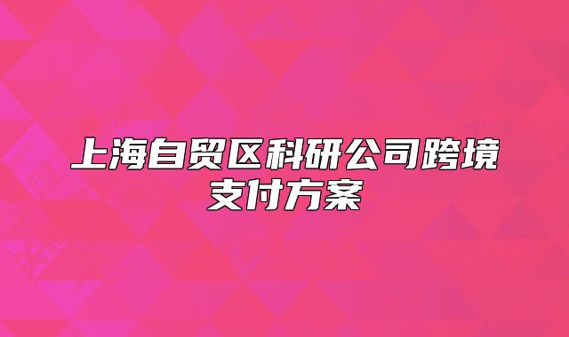 上海自貿(mào)區(qū)科研公司跨境支付方案